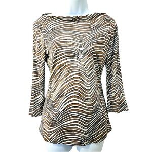 Trina Turk Boatneck Swirl Striped Blouse